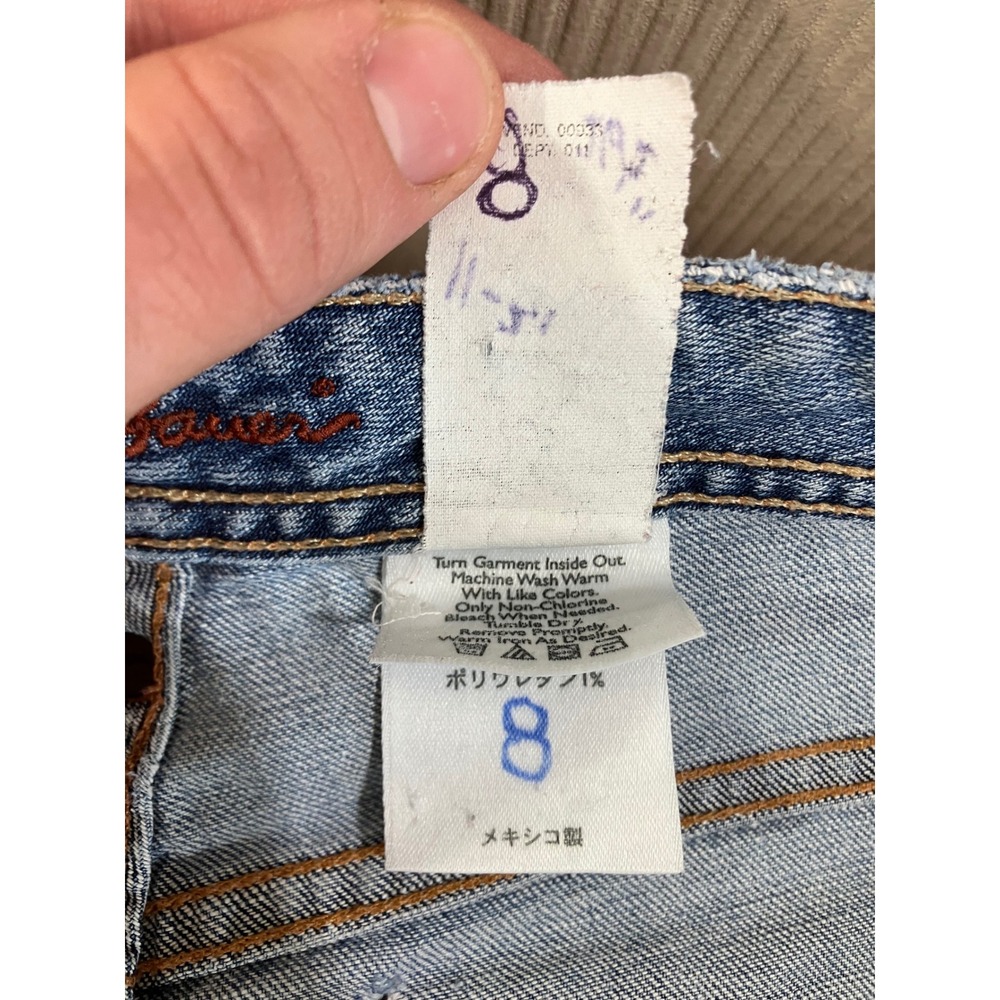 Eddie Bauer Womens Straight Leg Jeans Medium Wash Blue Stretch Denim Sz 8 Hemmed - Picture 4 of 14